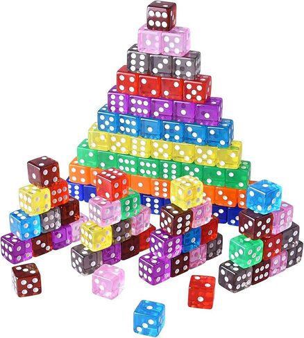 AUSTOR 100 Pcs 6 Sided Game Dice Set, 16mm D6 Dice with Velvet Pouch in Kuwait