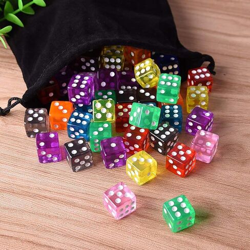 AUSTOR 100 Pcs 6 Sided Game Dice Set, 16mm D6 Dice with Velvet Pouch in Kuwait