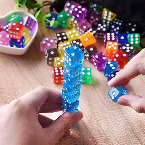 AUSTOR 100 Pcs 6 Sided Game Dice Set, 16mm D6 Dice with Velvet Pouch in Kuwait