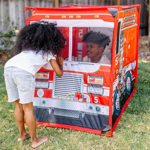 Melissa & Doug Fire Truck Play Tent Role Play Firefighter Tent, Fire Truck Tent for Kids Ages 3+ in Kuwait