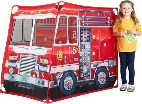 Melissa & Doug Fire Truck Play Tent Role Play Firefighter Tent, Fire Truck Tent for Kids Ages 3+ in Kuwait