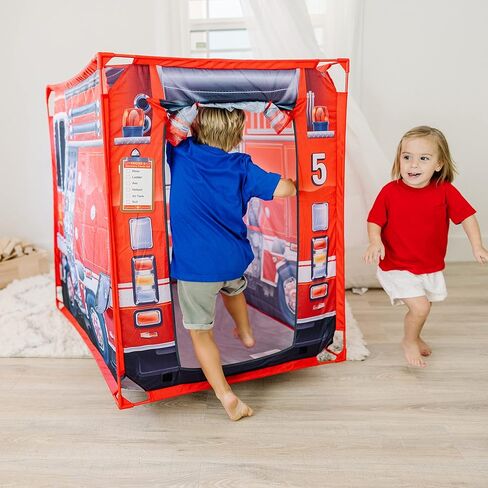 Melissa & Doug Fire Truck Play Tent Role Play Firefighter Tent, Fire Truck Tent for Kids Ages 3+ in Kuwait