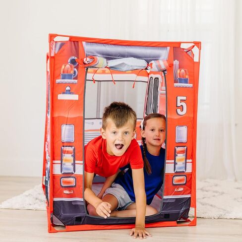 Melissa & Doug Fire Truck Play Tent Role Play Firefighter Tent, Fire Truck Tent for Kids Ages 3+ in Kuwait