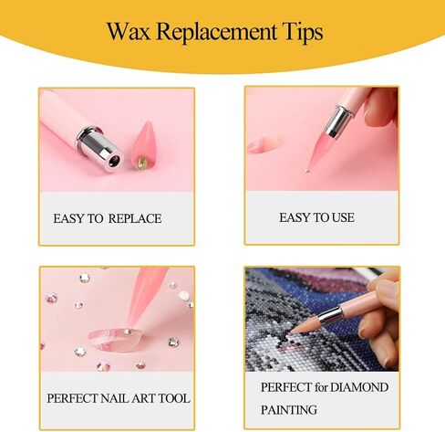 Miraclekoo Diamond Painting Pens with Extra 2 Wax Head Set, No Wax Needed, Diamond Art Pens with Refillable Tips, Self-Stick Drill Pens for Nail Art,White in Kuwait