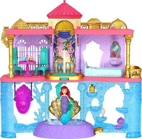 Mattel Disney Princess Doll & Playset, Ariel Land & Sea Castle, Stackable Doll House with Small Doll, Friend, 12 Accessories & Pool in Saudi Arabia