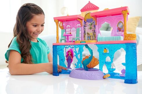 Mattel Disney Princess Doll & Playset, Ariel Land & Sea Castle, Stackable Doll House with Small Doll, Friend, 12 Accessories & Pool in Saudi Arabia