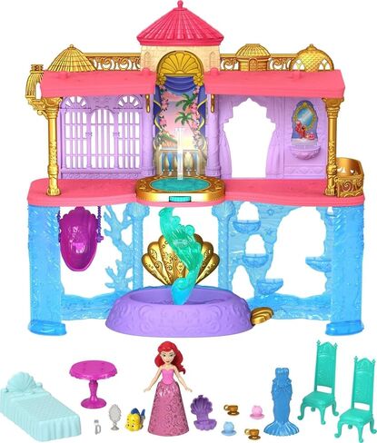 Mattel Disney Princess Doll & Playset, Ariel Land & Sea Castle, Stackable Doll House with Small Doll, Friend, 12 Accessories & Pool in Saudi Arabia