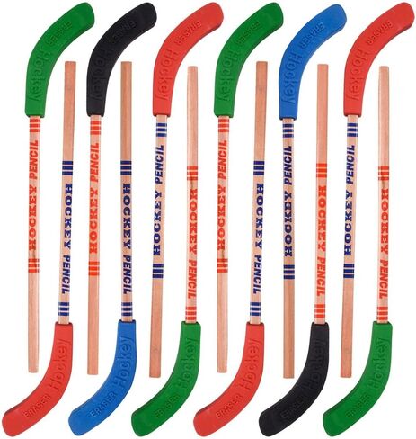 ArtCreativity Hockey Pencils for Kids and Adults - Set of 12 - Includes 9 Inch Pencils with Eraser Topper - Unique School Stationary Supplies - Birthday Party Favor for Boys and Girls, Classroom Prize in Saudi Arabia