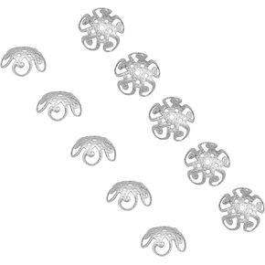 UNICRAFTALE 300 Pcs 5.5mm Long 304 Stainless Steel Multi-Petal Bead Caps Hollow Flower Cone Metal Filigree Bead Caps Spacer Flower End Caps for Earring Bracelet Necklace Jewelry Making Hole 1.2mm