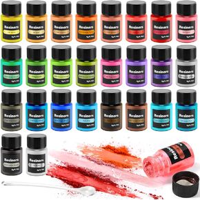 مسحوق ميكا من راتنجات الإيبوكسي، مجموعة صبغات ملونة من راتنجات الإيبوكسي 26 لونًا لصناعة الصابون، والحرف الفنية، وقنابل الحمام، وطلاء الأظافر، وملمع الشفاه، وظلال العيون، ومرطبانات الشموع - 0.175 أونصة (5 جرام)/زجاجة in Kuwait