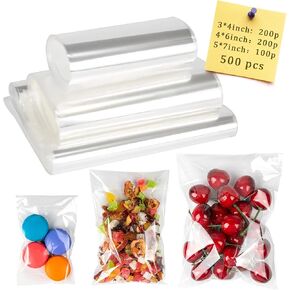 Labeol 160pcs Clear Cellophane Bags 7X14 Treat Bags with Ties Goodie Bag Clear Gift Bag for Packaging Popcorn Party Favor Cookie Candy Bakery Plastic Gift Wrap in Saudi Arabia