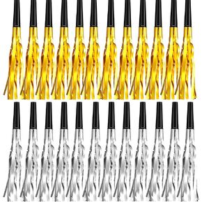 24 Pieces Noise Makers for Adults Kids Party Horns Gold Silver Glitter Metallic Fringed Party Blowers Noisemakers Squawkers for Birthday Christmas Sporting Events New Years Eve Party Supplies 2024 in Saudi Arabia