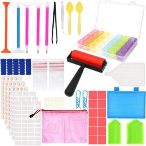 60 قطعة من أدوات الرسم الماسي 5D ، اكسسوارات الطلاء DIY الماس الصليب لاصق كلاي لعيد الحب الحرفية ، مجموعات صينية وأداة التثبيت صندوق التطريز أسطوانة الماس للبالغين أو الأطفال in Kuwait