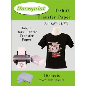 Heat Transfer Paper for Dark Fabric, Inkjet Transfer Paper for t-Shirts, Customer Pack 10 Sheets, by Unewprint (8.3"11.7") in Kuwait