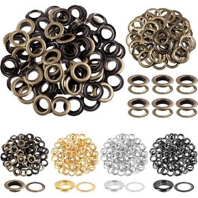 Glarks 100Pcs 14MM Golden Metal Thickened Grommet Eyelets with Washers Kit for Fabric, Canvas, Curtain, Clothing, Leather Repair