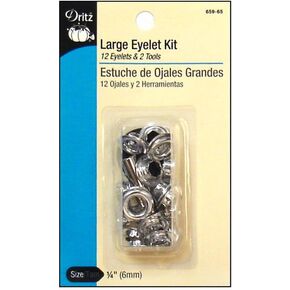 Dritz 659-35 Large Eyelet Kit with Tool, Gilt, 1/4-Inch 12-Count