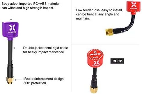 Foxeer Lollipop 4 5.8G 2.6DBi Omni FPV Antenna RHCP SMA for 250 4-5 inch Carbon Fiber Racing Quad Quadcopter Drone FPV Transmitter (2pcs) in Saudi Arabia