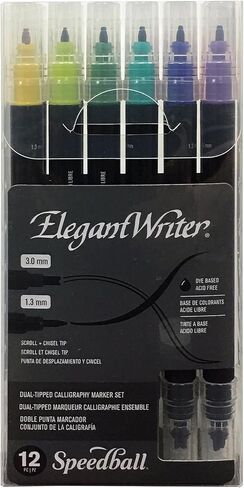 Speedball Elegant Writer Acid-Free Non-Toxic Water Based Calligraphy Marker, Chisel Tip, Assorted Size, Black, Set of 4 in Kuwait