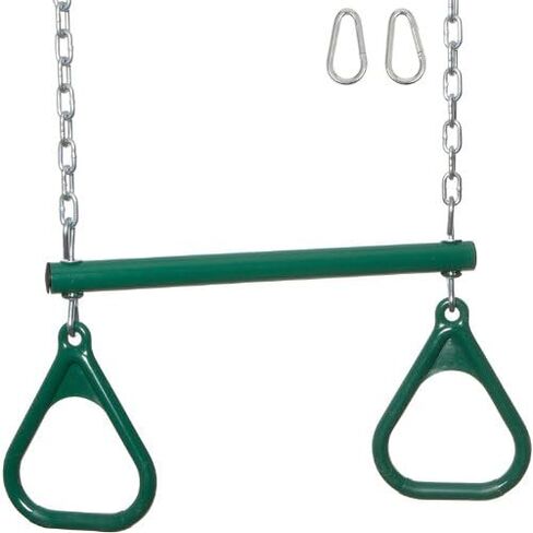 Swing Set Stuff Trapeze Bar with Rings and Uncoated Chain Playground Equipment, Green in Saudi Arabia