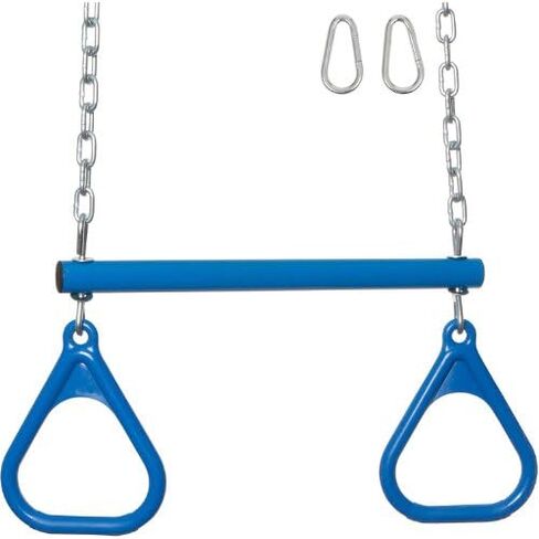 Swing Set Stuff Trapeze Bar with Rings and Uncoated Chain Playground Equipment, Blue in Saudi Arabia