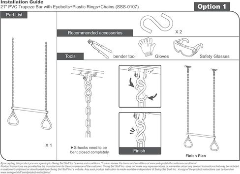 Swing Set Stuff Trapeze Bar with Rings and Uncoated Chain Playground Equipment, Blue in Saudi Arabia