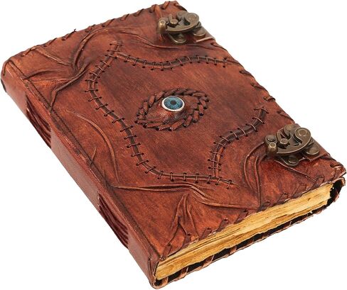 Hocus Pocus كتاب التعويذات دفتر ملاحظات مصنوع يدويًا من الجلد العتيق مع كتاب قفل للظلال وكتاب التعويذة Hocus Pocus 2 كتب إملائية مع نوبات حقيقية مثالية لمستلزمات السحر والديكور في الهالوين وهدايا عيد الميلاد للديكور العتيق 13 × 10 بوصة in Kuwait