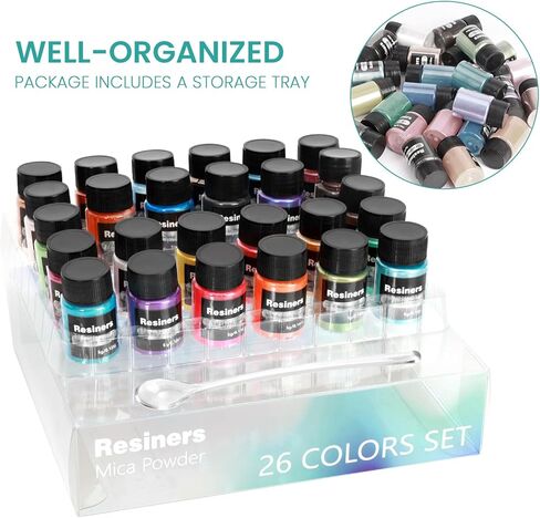 مسحوق ميكا من راتنجات الإيبوكسي، مجموعة صبغات ملونة من راتنجات الإيبوكسي 26 لونًا لصناعة الصابون، والحرف الفنية، وقنابل الحمام، وطلاء الأظافر، وملمع الشفاه، وظلال العيون، ومرطبانات الشموع - 0.175 أونصة (5 جرام)/زجاجة in Kuwait