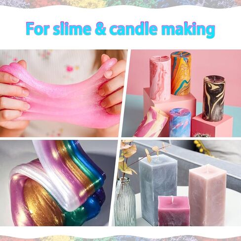 Mica Powder for Epoxy Resin, 32 Colors X 5g Mica Pigment Powder Metallic Colors Shimmer Glitter Powder, for Soap Making,Bath Bomb, Candle Making, Art Crafts, Resin Dye, Nails, Slime in Kuwait