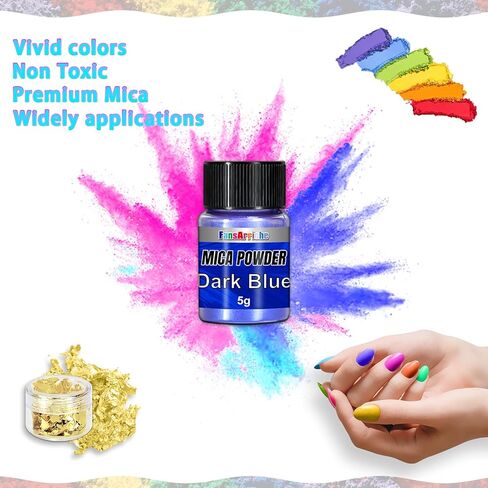 Mica Powder for Epoxy Resin, 32 Colors X 5g Mica Pigment Powder Metallic Colors Shimmer Glitter Powder, for Soap Making,Bath Bomb, Candle Making, Art Crafts, Resin Dye, Nails, Slime in Kuwait