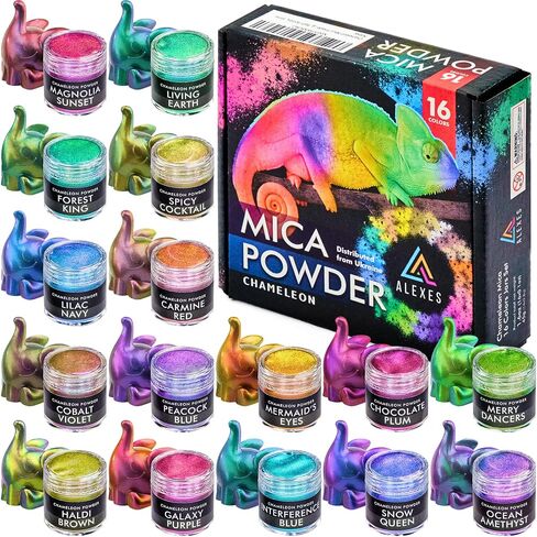 Chameleon Mica Powder for Resin Coloring – 16 Colors Resin Powder Set in Saudi Arabia