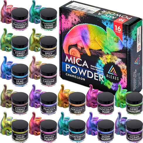 Chameleon Mica Powder for Resin Coloring – 16 Colors Resin Powder Set in Saudi Arabia