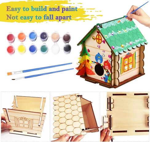 3 Pack Bird House Crafts for Kids Ages 8-12 5-8, DIY Wooden Arts and Crafts Kit for Children to Build, Make Your Own Birdhouse, Summer Painting Activities Crafts Gifts Outdoor Toys for Boys Girls in Kuwait
