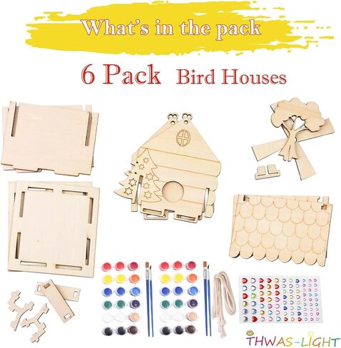 3 Pack Bird House Crafts for Kids Ages 8-12 5-8, DIY Wooden Arts and Crafts Kit for Children to Build, Make Your Own Birdhouse, Summer Painting Activities Crafts Gifts Outdoor Toys for Boys Girls in Kuwait