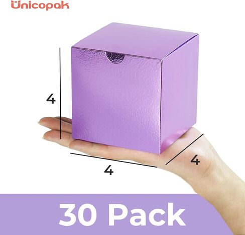 UnicoPak 4x4x4 Black Gift Boxes 50 Pcs, Elegant Small Gift Boxes with Lids for Birthday Party Wedding Holiday Christmas Gift Box for Ornaments, Treats, Candle, Mug, Crafting in Kuwait