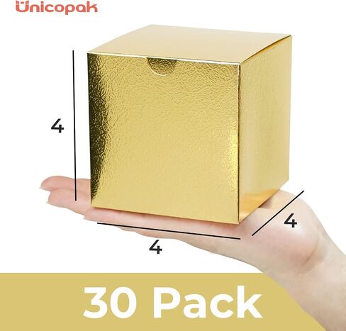 UnicoPak 4x4x4 Black Gift Boxes 50 Pcs, Elegant Small Gift Boxes with Lids for Birthday Party Wedding Holiday Christmas Gift Box for Ornaments, Treats, Candle, Mug, Crafting in Kuwait