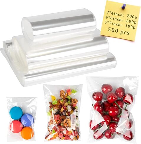 Labeol 160pcs Clear Cellophane Bags 7X14 Treat Bags with Ties Goodie Bag Clear Gift Bag for Packaging Popcorn Party Favor Cookie Candy Bakery Plastic Gift Wrap in Saudi Arabia