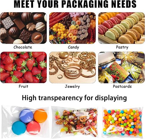 Labeol 160pcs Clear Cellophane Bags 7X14 Treat Bags with Ties Goodie Bag Clear Gift Bag for Packaging Popcorn Party Favor Cookie Candy Bakery Plastic Gift Wrap in Saudi Arabia