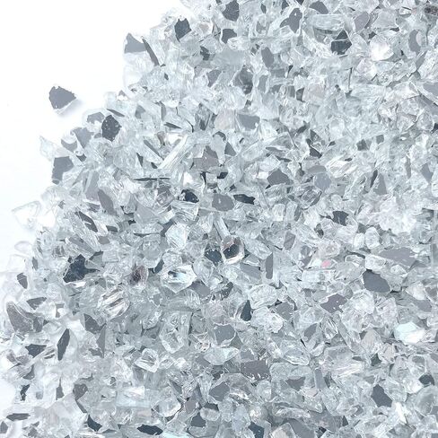 Jeejunye 3lb زجاج مرآة مطحون للحرف اليدوية، قطع مرآة بيضاء للديكور من الراتنج 6-8 مم in Kuwait