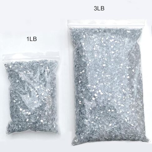 Jeejunye 3lb زجاج مرآة مطحون للحرف اليدوية، قطع مرآة بيضاء للديكور من الراتنج 6-8 مم in Kuwait