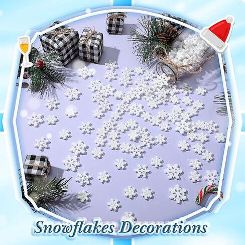 Sawysine 150 Pcs Mini Snowflakes for Crafts Glitter Resin Snowflakes Plastic Small Snowflake Ornaments with Storage Box for Christmas Winter Party Scrapbooking DIY Cake Home Decor 3 Size (Blue) in Kuwait