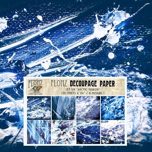 Decoupage Paper Pack (24 Sheets 6"x6") Psychedelic Storm of Colors # Liquidart Vintage Styled Pattern Paper for Decoupage, Craft and Scrapbooking in Kuwait
