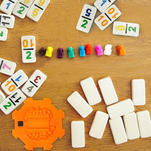 Yinlo Mexican Train Dominoes Set with Sound Effects, Mexican Train Dominoes Game for Travel, 91 Tiles Double12 Colored Dominoes Game Set with Aluminum Case in Kuwait
