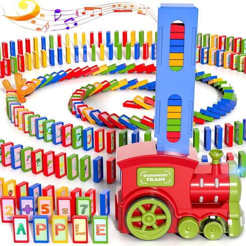 ألعاب قطار الدومينو من دولوي، 307 قطعة ألعاب ممتعة لقطار الدومينو الأوتوماتيكية مع ملصقات الأبجدية والأرقام، ألعاب للأطفال الصغار مع أضواء وموسيقى ومجموعة قطار، لعبة لعبة الدومينو الإبداعية للأطفال من سن 3 4 5 6+ in Kuwait
