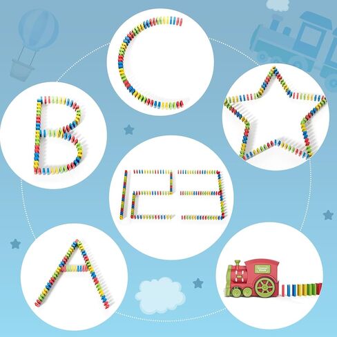 ألعاب قطار الدومينو من دولوي، 307 قطعة ألعاب ممتعة لقطار الدومينو الأوتوماتيكية مع ملصقات الأبجدية والأرقام، ألعاب للأطفال الصغار مع أضواء وموسيقى ومجموعة قطار، لعبة لعبة الدومينو الإبداعية للأطفال من سن 3 4 5 6+ in Kuwait