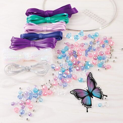 Make It Real: DIY Dreamcatcher - Purple Pink Blue Butterfly, 175 Piece All-in-One DIY Kit, Tweens & Girls, Bedroom Décor, Arts & Crafts, Make A Beautiful Hanging Bead Dreamcatcher, Kids Ages 8+ in Kuwait