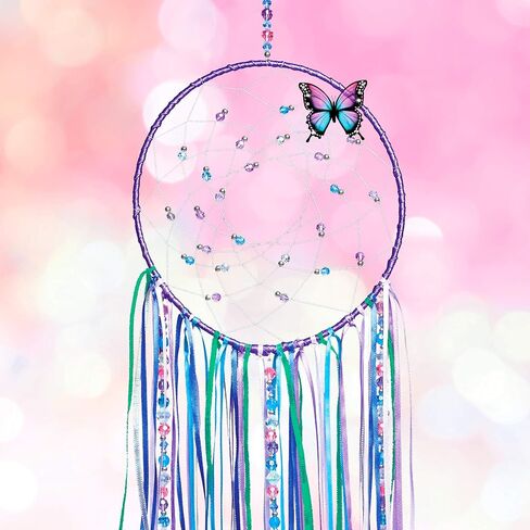 Make It Real: DIY Dreamcatcher - Purple Pink Blue Butterfly, 175 Piece All-in-One DIY Kit, Tweens & Girls, Bedroom Décor, Arts & Crafts, Make A Beautiful Hanging Bead Dreamcatcher, Kids Ages 8+ in Kuwait