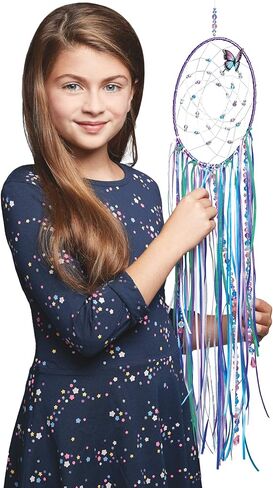 Make It Real: DIY Dreamcatcher - Purple Pink Blue Butterfly, 175 Piece All-in-One DIY Kit, Tweens & Girls, Bedroom Décor, Arts & Crafts, Make A Beautiful Hanging Bead Dreamcatcher, Kids Ages 8+ in Kuwait