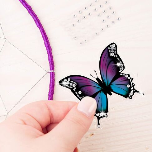 Make It Real: DIY Dreamcatcher - Purple Pink Blue Butterfly, 175 Piece All-in-One DIY Kit, Tweens & Girls, Bedroom Décor, Arts & Crafts, Make A Beautiful Hanging Bead Dreamcatcher, Kids Ages 8+ in Kuwait