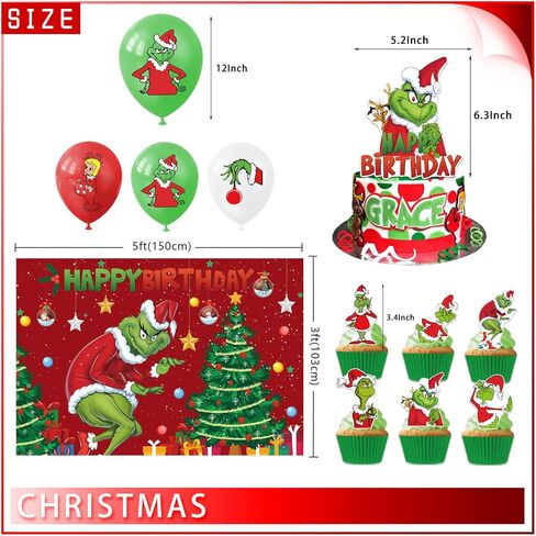 زينة حفلات عيد الميلاد المجيد، لوازم أعياد الميلاد للحفلات التي تحمل عنوان عيد الميلاد، تتضمن خلفية عيد ميلاد سعيد، وغطاء للكعك، وبالونات لاتكس، ومفارش المائدة، والأطباق، والمناديل، وأغطية الكب كيك in Kuwait