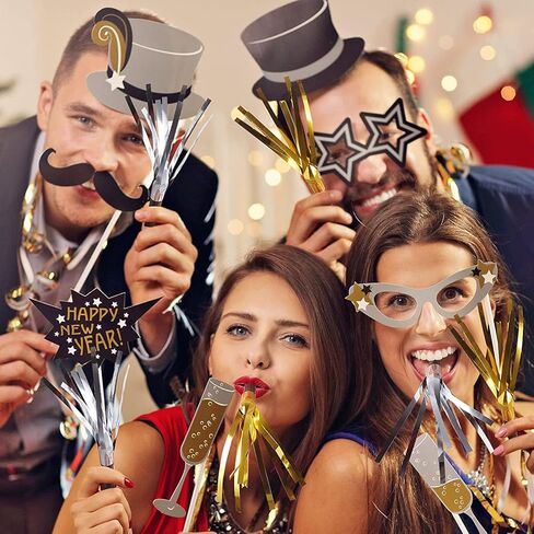 24 Pieces Noise Makers for Adults Kids Party Horns Gold Silver Glitter Metallic Fringed Party Blowers Noisemakers Squawkers for Birthday Christmas Sporting Events New Years Eve Party Supplies 2024 in Saudi Arabia